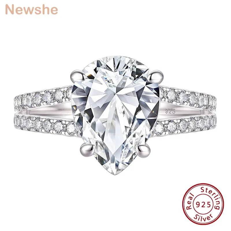 

Newshe 925 Sterling Silver Original Engagement Rings for Women 9*12mm Pear Cut AAAAA Grade Cubic Zirconia Luxury Fine Jewelry