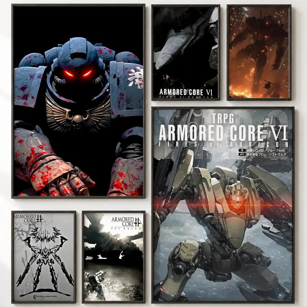 App-enabled Entertainment A-Armored CoreS Poster Vintage Retro Anime Poster Stickers Peel and Stick Wall Art Home Decor