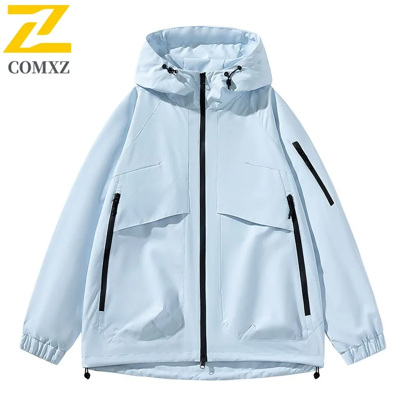 

COMXZ 2025, осенняя новая уличная ветровка унисекс, ветрозащитная водонепроницаемая спортивная куртка с капюшоном, одежда для пар, модный универсальный топ