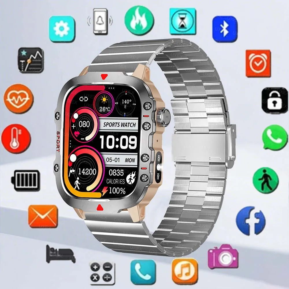 

Ai Voice Bluetooth Call Открытый Смарт-часы Полноэкранные спортивные умные часы для Android IOS iPhone Часы Фонарик Новый 2026 Мужские