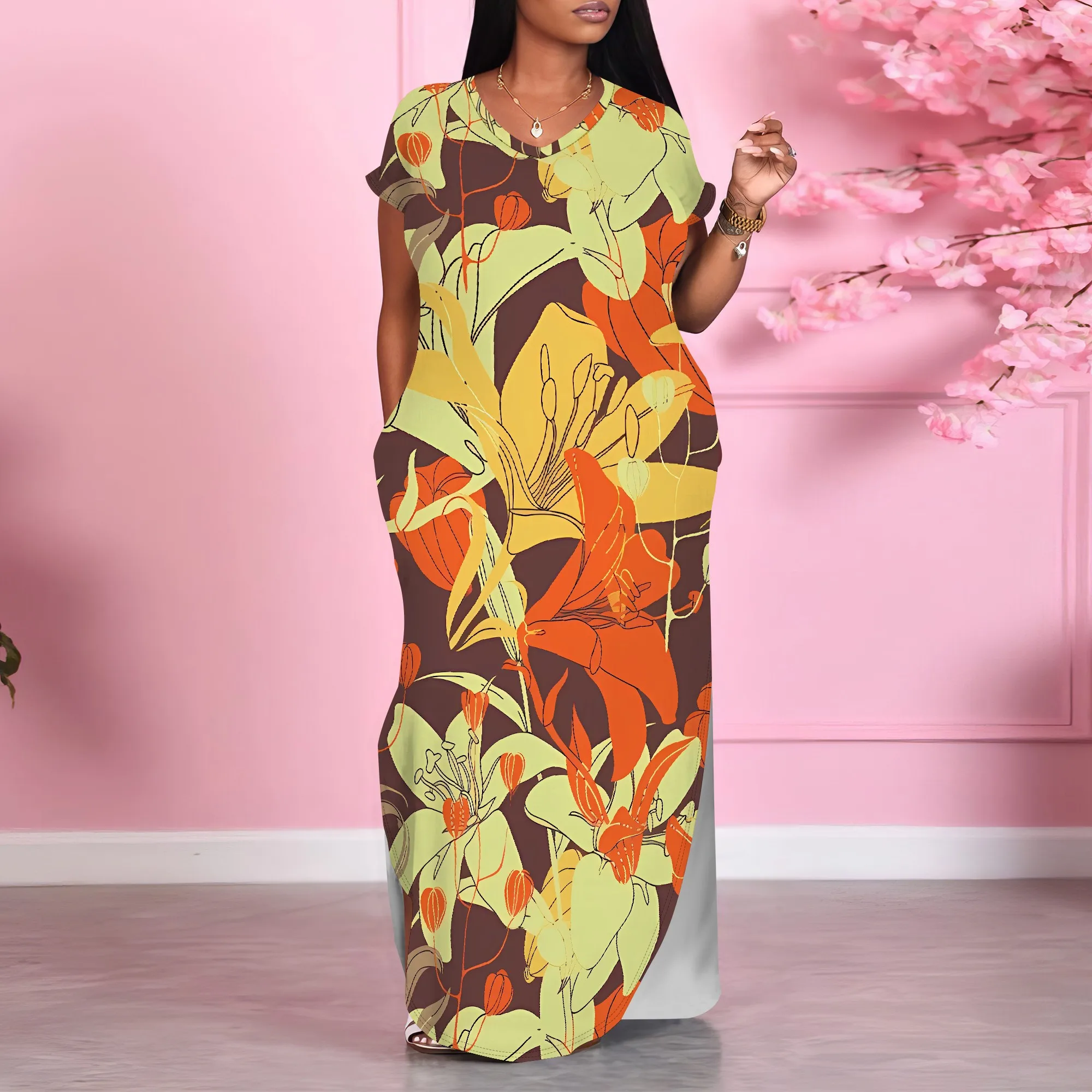 Robe longue style Boho pour femme, épaules dénudées, imprimé floral, ample, automne