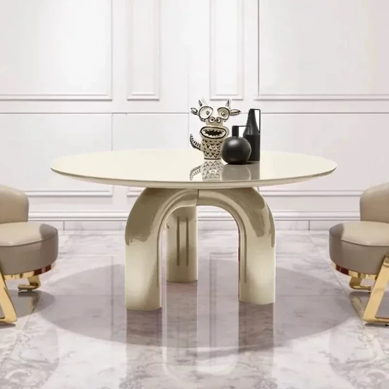 FRP dining table light luxury simple designer Italian elephant leg round table