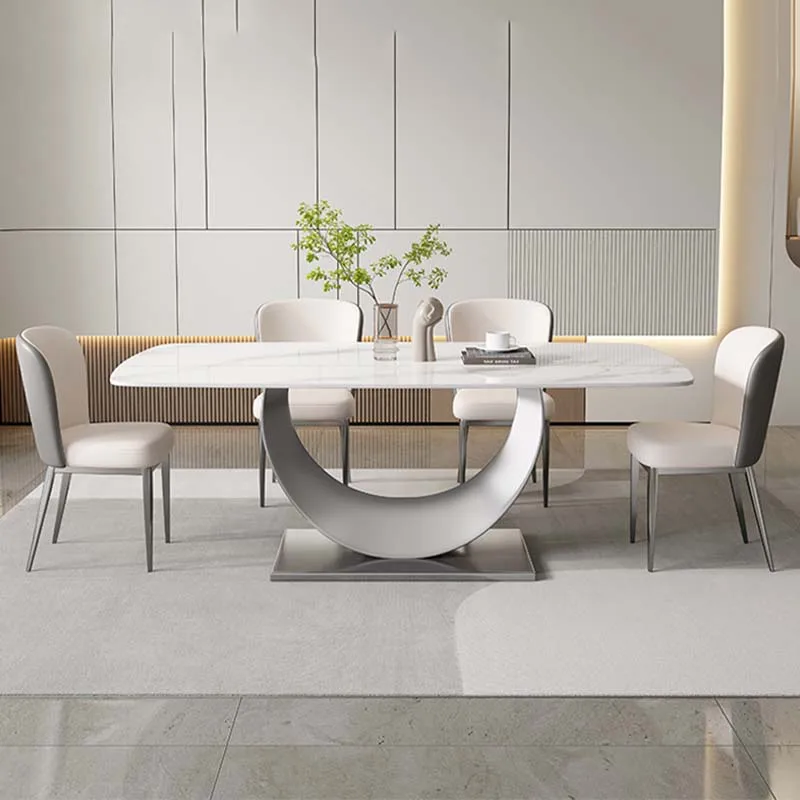 

Legs Metal Dining Table Chairs Waterproof Italian Design Rectangular Dining Table Restaurant Luxury Tavoli Da Pranzo Furniture