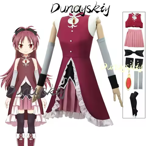 Sakura Kyoko Cosplay Costume Wig Anime Puella Magi Madoka Magica Combats Wig Halloween Party Costume Women Customized Outfit