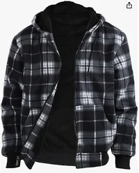 Men's Jacket Long Sleeve Zipper Flannel Shirt Jacket with Hoodies Winter Warm Sweatshirt work Men's clothing jackets for Men