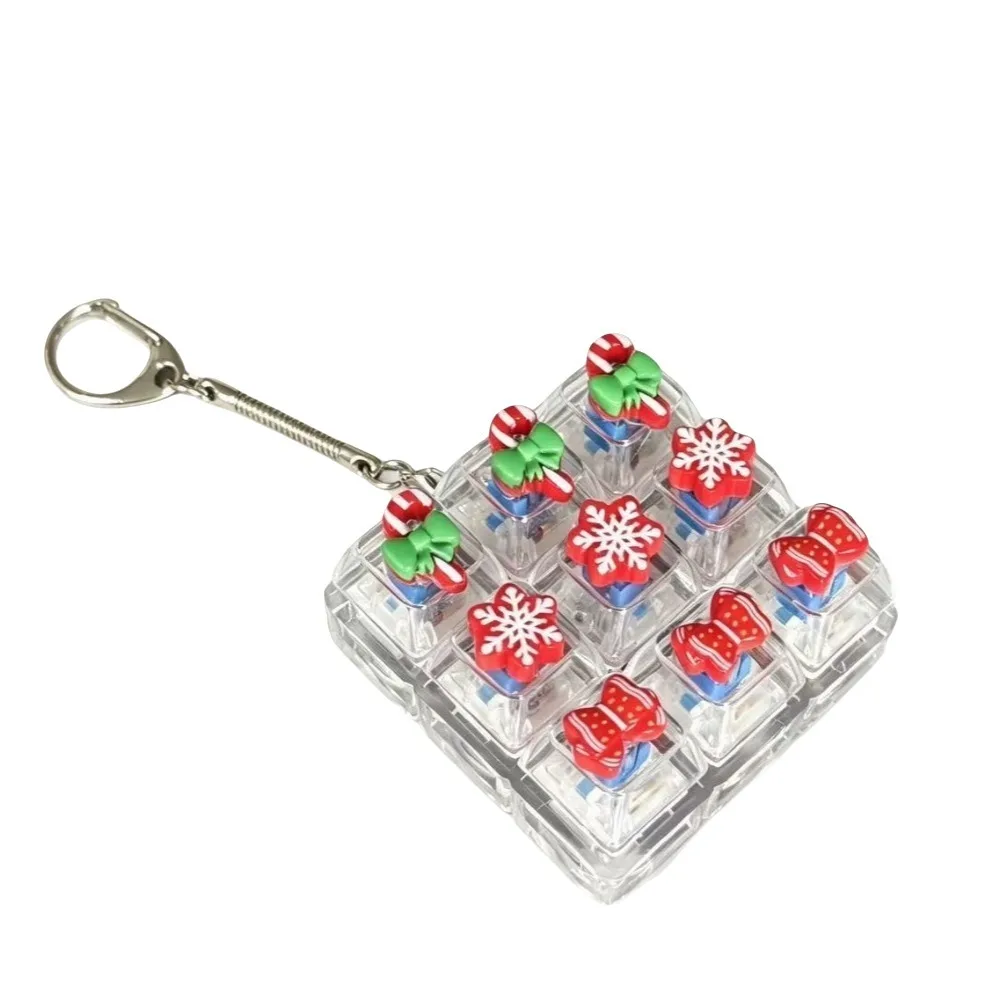 9-Key Christmas Keyboard Keychain Christmas Tree Snowman Square Fidget Keychain Cute Santa Claus Button Decompression
