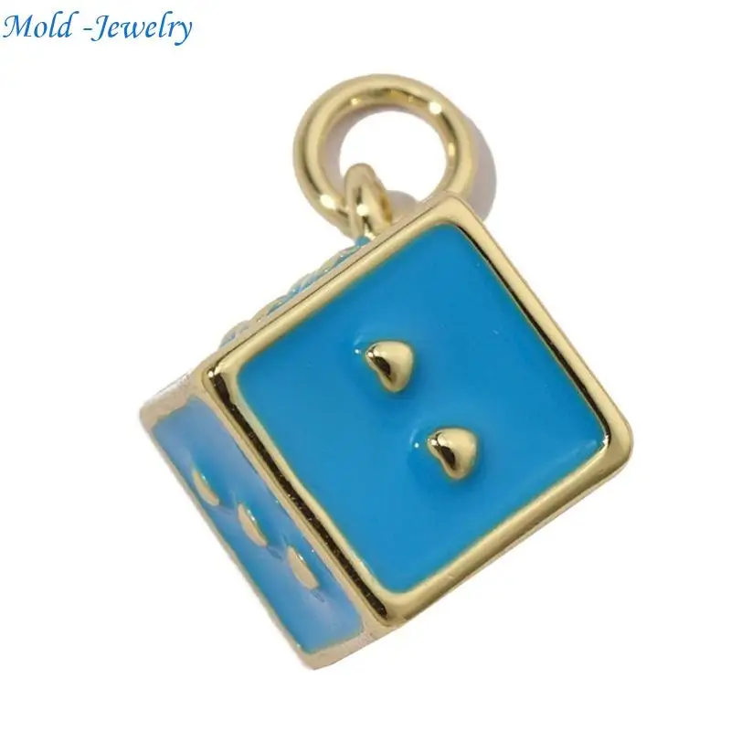 

69HB 3pcs Gold Plated Accessories with Cubic Zirconia Copper Jewelry Components Heart/Horseshoe/Dices Card Pendants