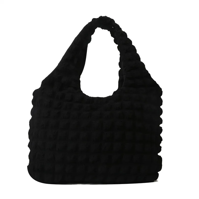 

Shoulder armpit bag 2025 fashion simple temperament commuting pleated bag female large capacity handheld bucket bag tide