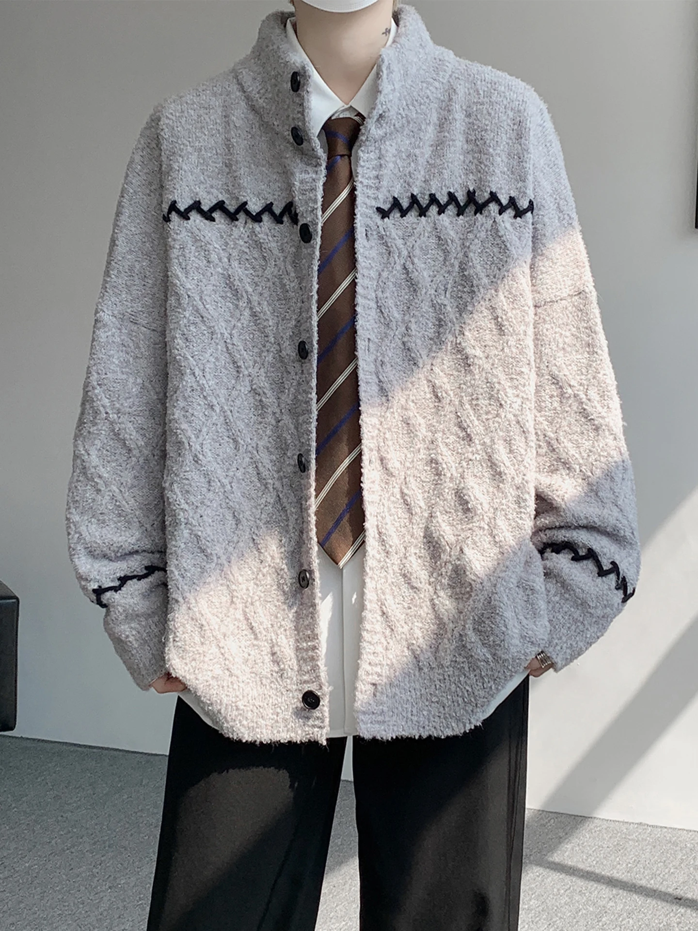 

American Retro Knitted Cardigan Men's Loose Casual Sle Autumn Faion Brand Heavyweight Lazy Sle Top Coat