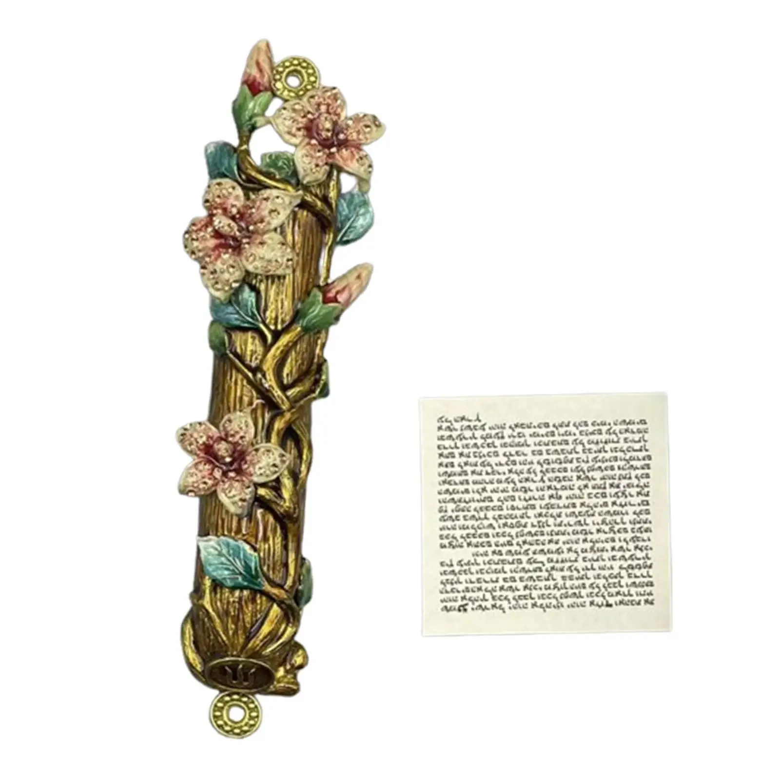 Mezuzah for Door Messianic House Wall Art Easy Installation Housewarming Gift Home Decor Floral Mezuzah Plaque Metal Crafts