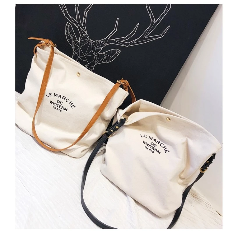 

Lettered Messenger Bag Japanese Large-capacity Canvas Schoolbag Mori Department of Arts Students in Class Single Shoulder Bag