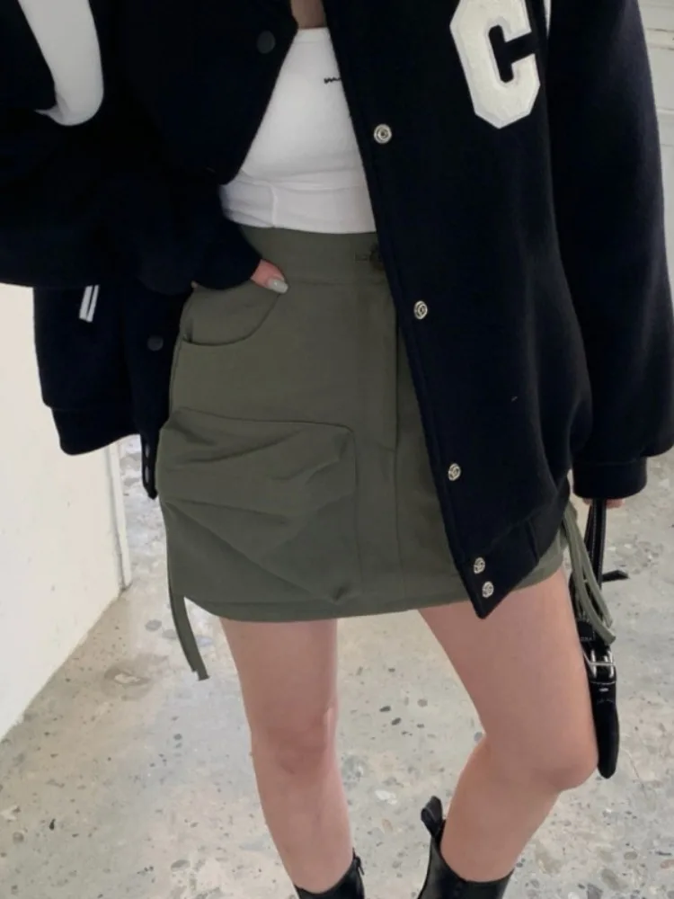 กระโปรงทรงเอ สไตล์เกาหลีใหม่ ฤดูใบไม้ร่วงต้นปี 2025  ทำงานได้หลากหลาย  กระโปรงยาวทรงเอ  ดีไซน์เก๋  สีพื้น