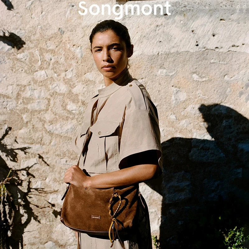 

Fashionable new suede single shoulder crossbody with high-end feel simple and versatile dumpling bag