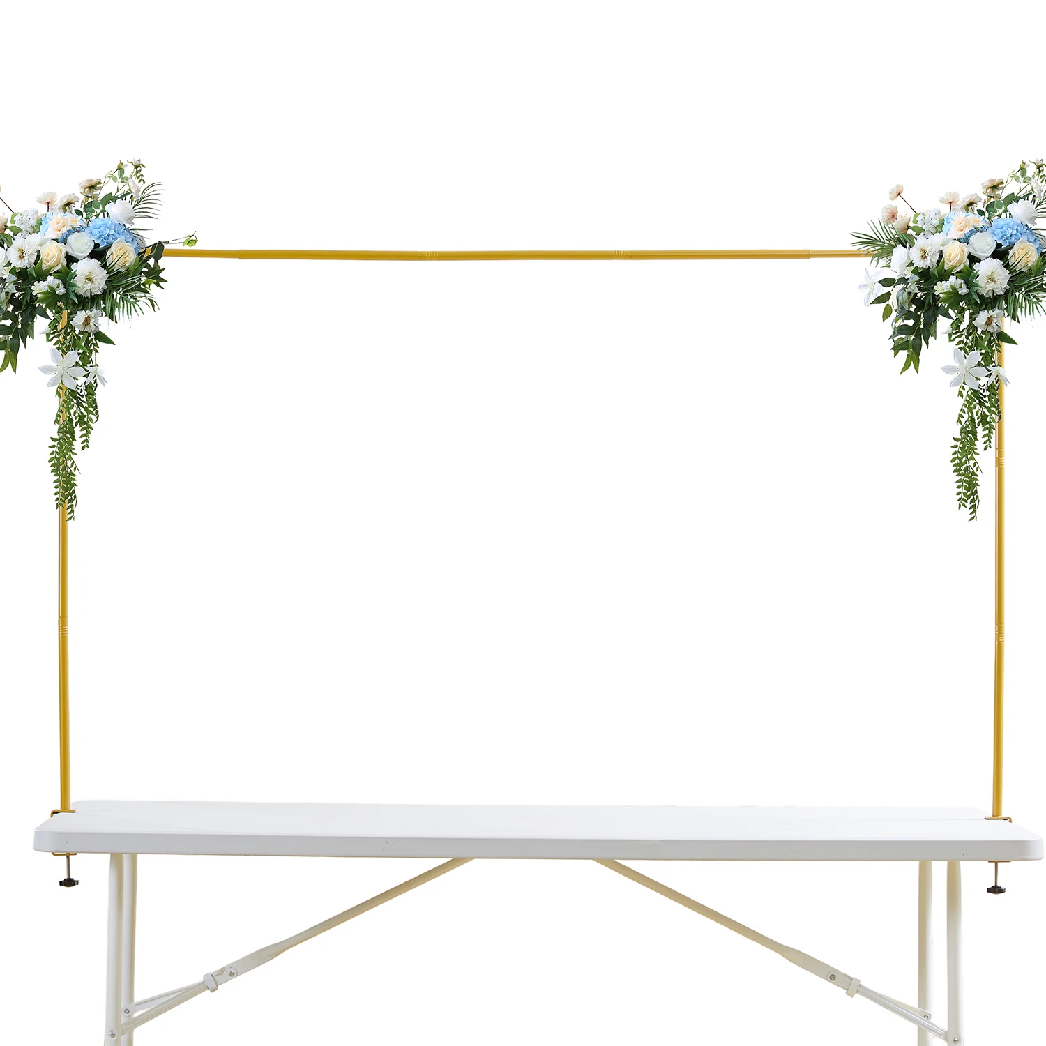 Support de tige sur table avec pinces, arche de table en métal doré extensible pour mariage, anniversaire, Noël, fête, décoration de ballons et de fleurs