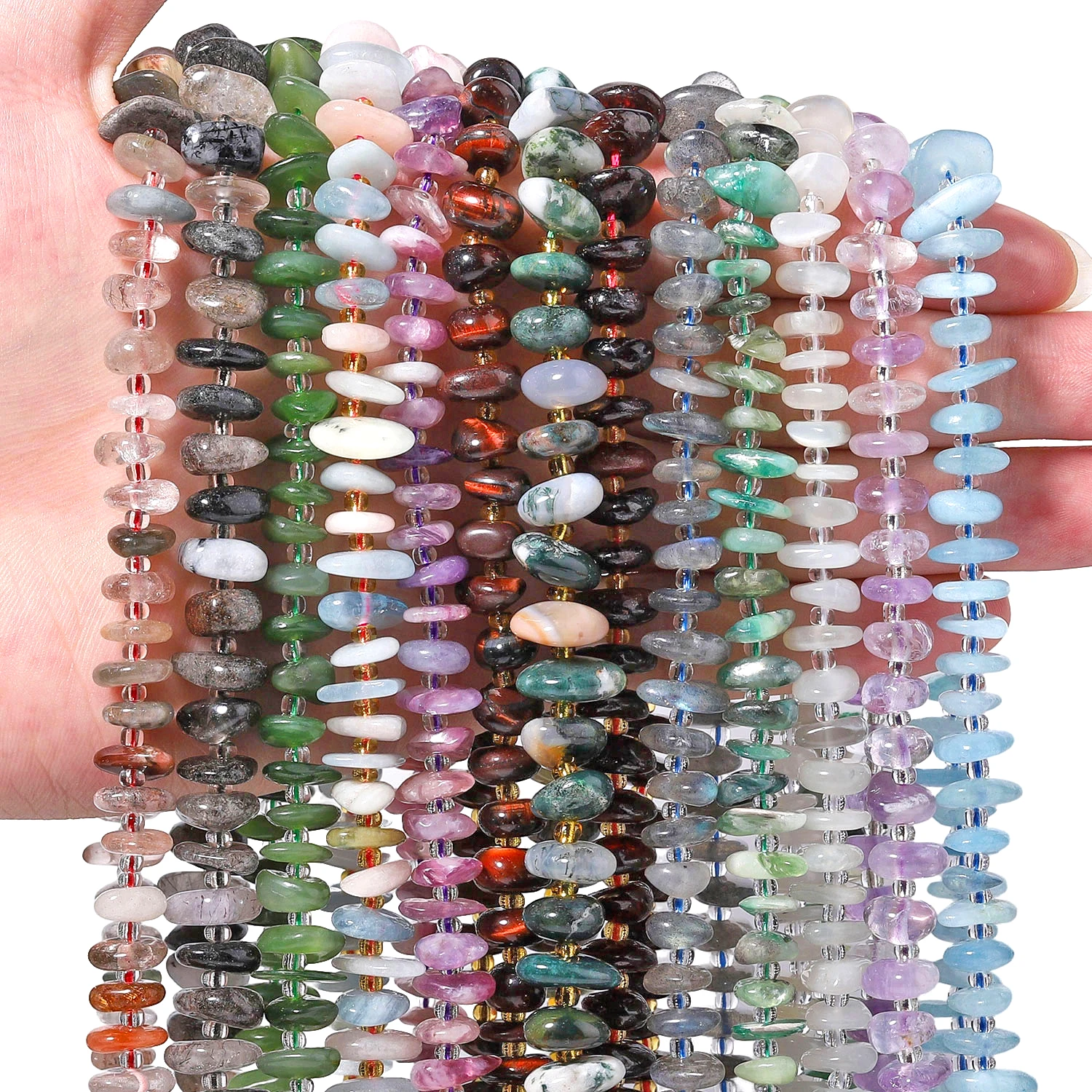 AliExpress GMB724 Natural Garnet Aquamarine Citrine Quartz Beads 6-10mm Irregular Freeform Chip Gravel Shape Beads For Jewelry Making Diy Bracelet