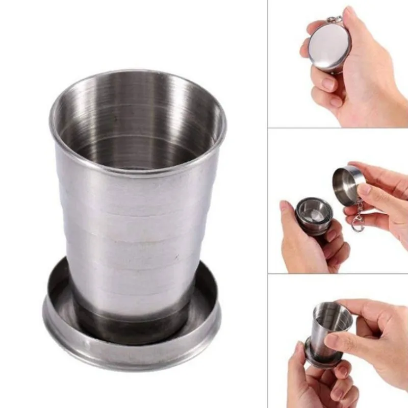 

Outdoor Portable Outdoor Camping Portable Metal Stainless Steel Telescopic Cups Folding Cups Drinks Cups