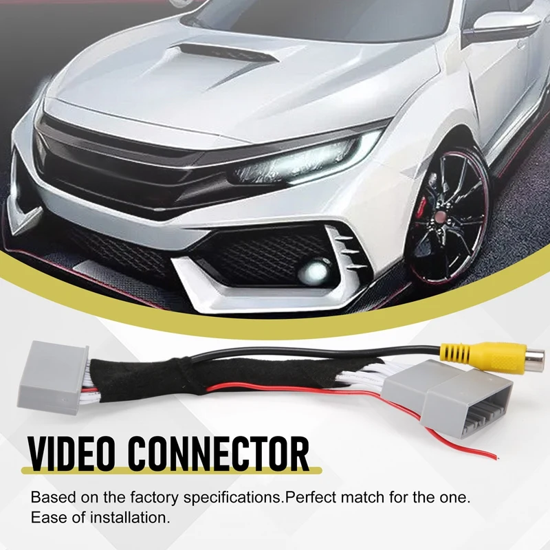 Adaptador de câmera de visão traseira do carro, cabo de chicote de fios, conector de vídeo para honda crv civic exi 2012-2016