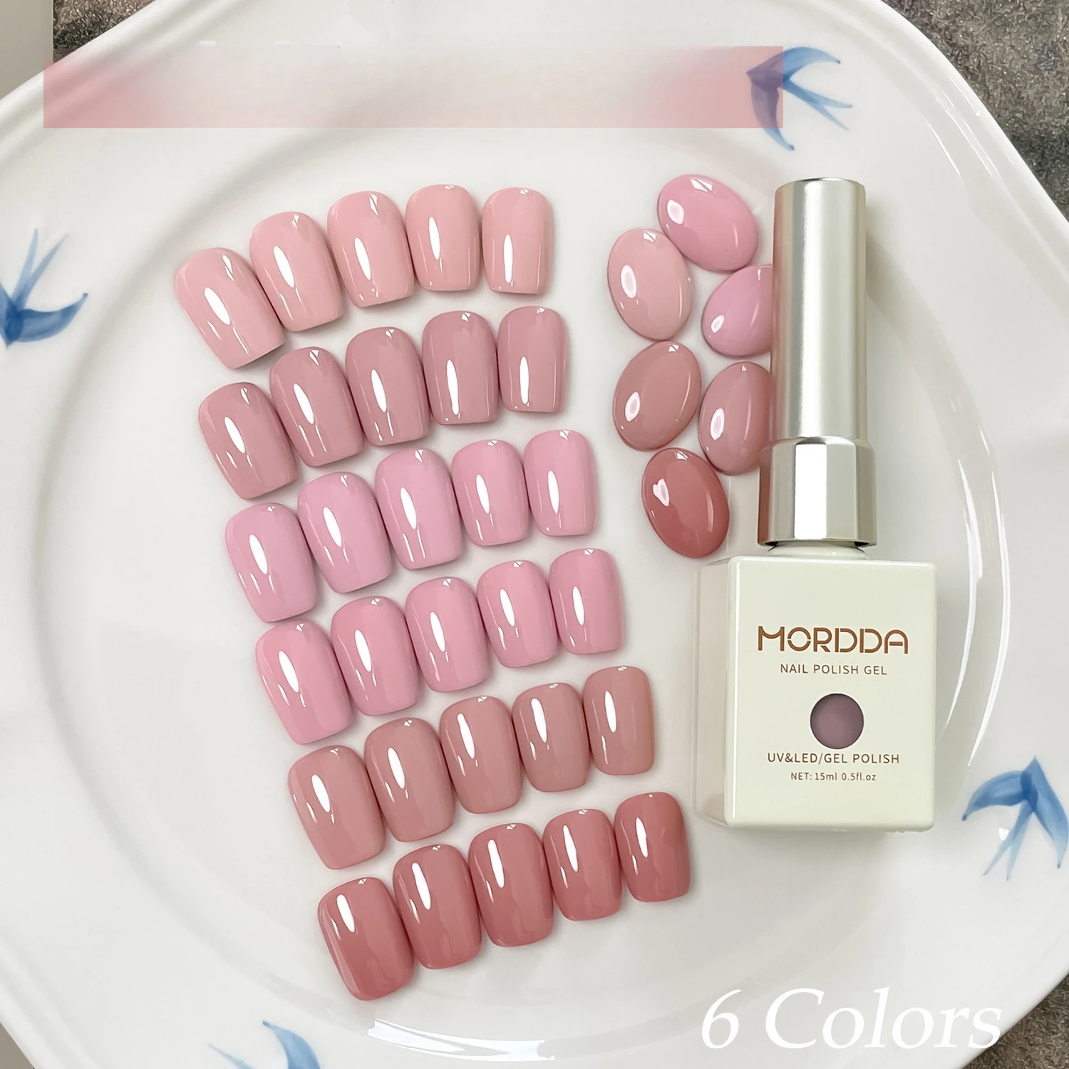 6 ألوان 15 مللي الوردي هلام مسمار البولندية UV & LED هلام البولندية نقع قبالة الألوان عارية معطف فوقي هلام الورنيش مسمار الفن تصميم للتقليم