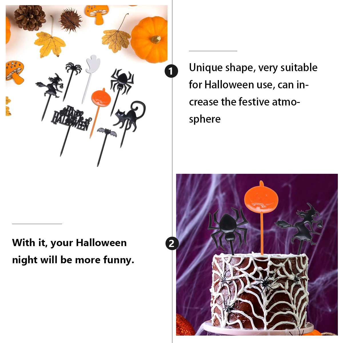 40 قطعة الخفافيش اليقطين الساحرة يختار هالوين حفلة كب كيك كعكة الفاكهة القبعات العالية ديكور المطبخ برواري لوازم يختار الهالوين