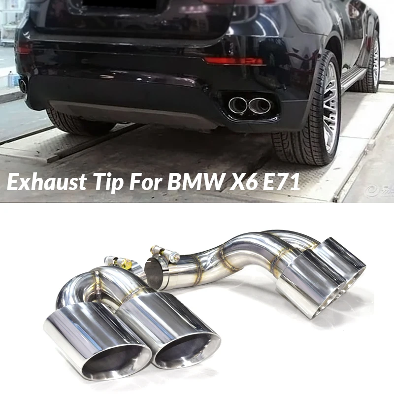 Car Exhaust Tip For BMW X6 E71 2006-2014 Quad Exhaust Pipe Stainless Steel Muffler Tip Exhaust System Nozzle & Exhaust Cover