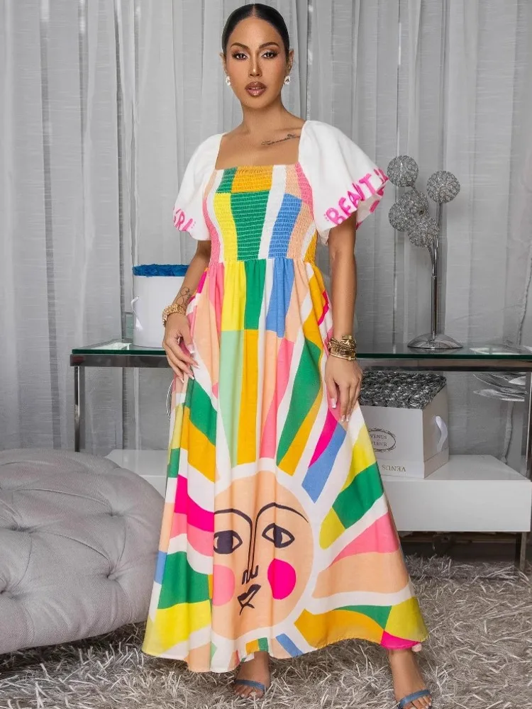 

Elegant African Dresses For Women 2025 Dashiki Summer Autumn Maxi Dress Office Ladies Traditional African Clothing Fairy Dreaes