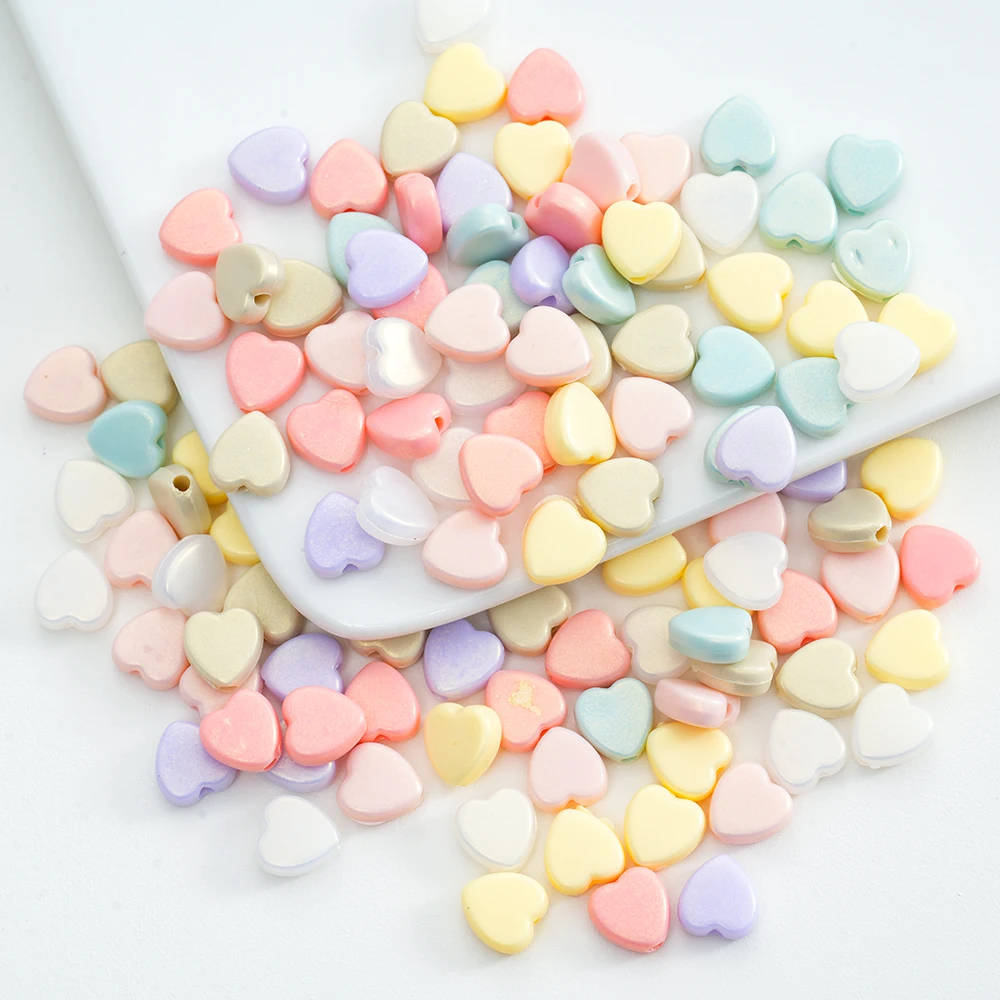 30pcs Acrylic Shiny Colors Love Heart Beads Loose Spacer Beads For Jewelry Making DIY Bracelet Necklace Phone Chain Accessories