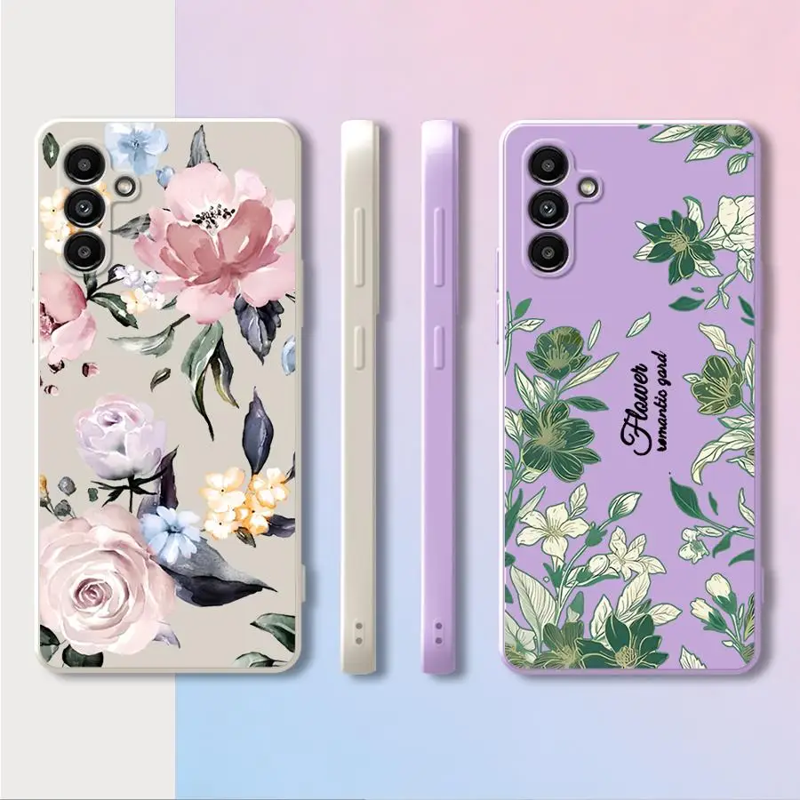 Phone Cover Case for Samsung Galaxy A13 A14 A34 A51 A15 A35 A22 A52 A16 A11 A12 A36 A26 A24 Vintage Art Flower