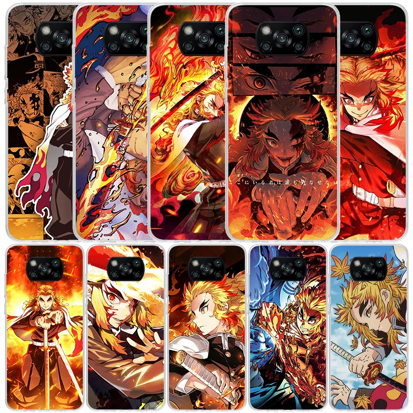 Demon Slayer Rengoku Kyoujurou Phone Case For Xiaomi Poco X6 X5 X4 X3 Nfc F6 F5 Pro F4 Gt F3 F2 F1 M5S M4 M3 M2 Soft TPU Back Co