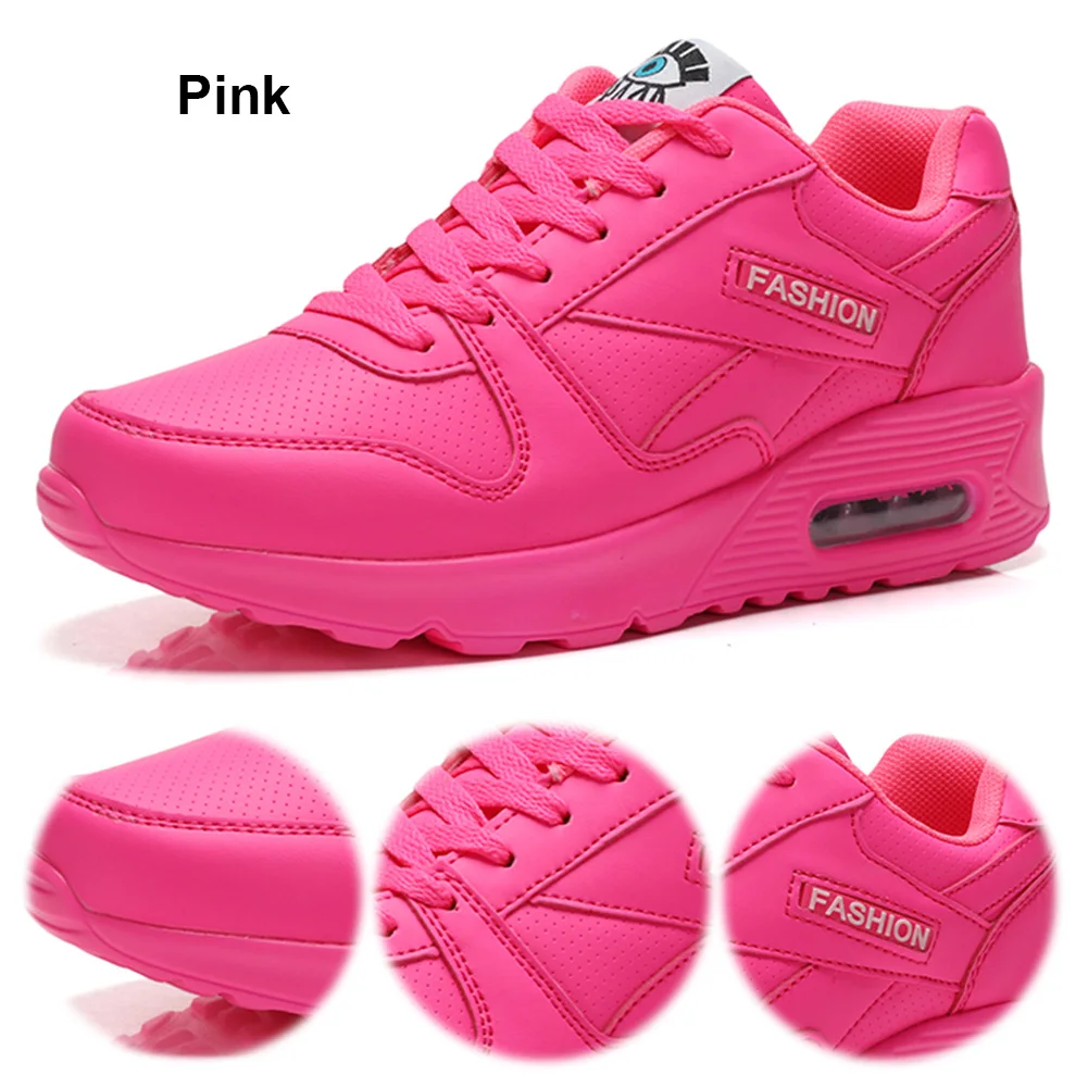 Women Air Cushion Sports Shoes PU Leather Fashion Sneakers Breathable Outdoor Walking Shoes Ladies Jogging Shoes