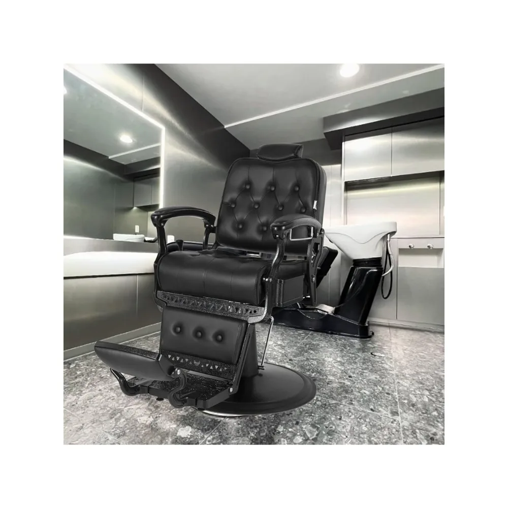 

Barber Chair Heavy Duty – Hydraulic Recline Salon Chair for Barber Shop & Spa, Vintage Style, Adjustable Styling Chair, 450 lbs