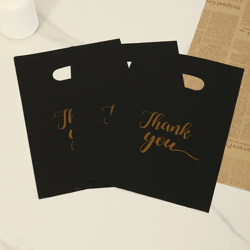 100 Stück Dankeschön-Geschenktüten aus Kunststoff, Einkaufstasche, Einkaufstasche, 20 x 30 cm, Geschenktüten, Geburtstag, Hochzeit, Party, Gastgeschenke, Süßigkeiten, Kekse, Verpackung – Detail 2