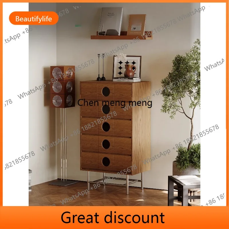 

6239 Medieval solid wood five bucket TV side cabinet storage cabinet living room drawer cabinet