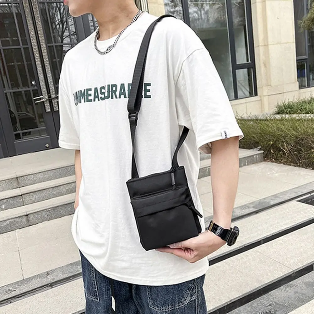 Multi-function Minimalist Nylon Shoulder Bag Fashion Leisure Solid Color Waterproof Cross-body Bag Messenger Bags Women Men