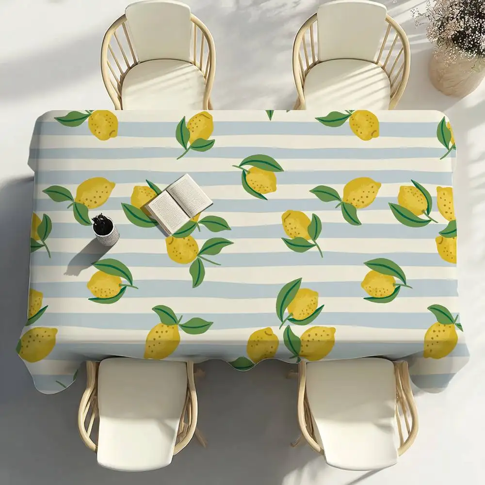 Gelbe Zitronenfrucht-Tischdecke, Party-Dekoration, Esszimmer, Zuhause, Küche, Terrassen, wasserdichte, schmutzabweisende Tischdecke
