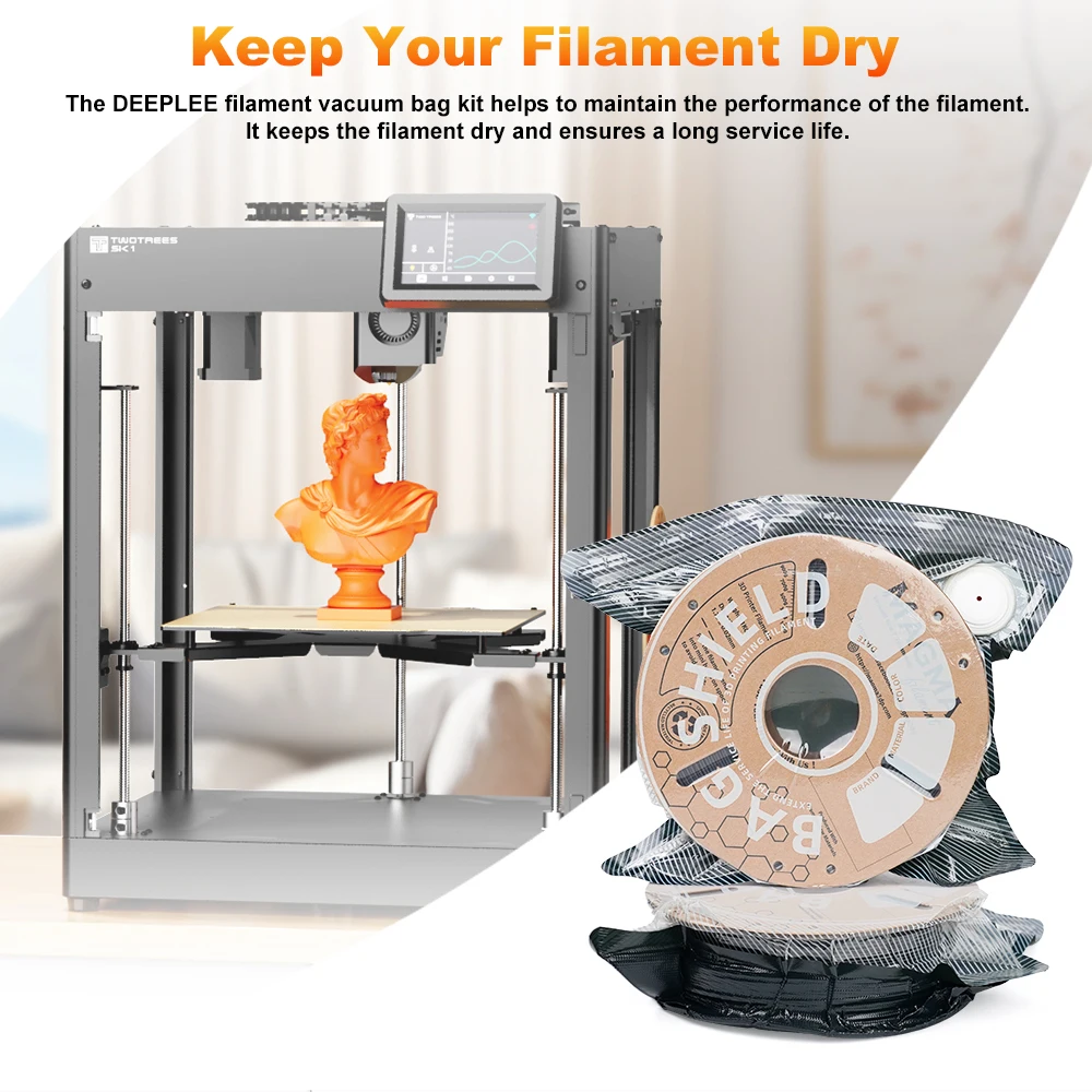 1-30 كيسًا محكم الغلقًا بالفراغ، مزود بمضخة هواء، متوافق مع مواد PLA/ABS/TPU، ومناسب لتخزين خيوط الطابعة ثلاثية الأبعاد #3