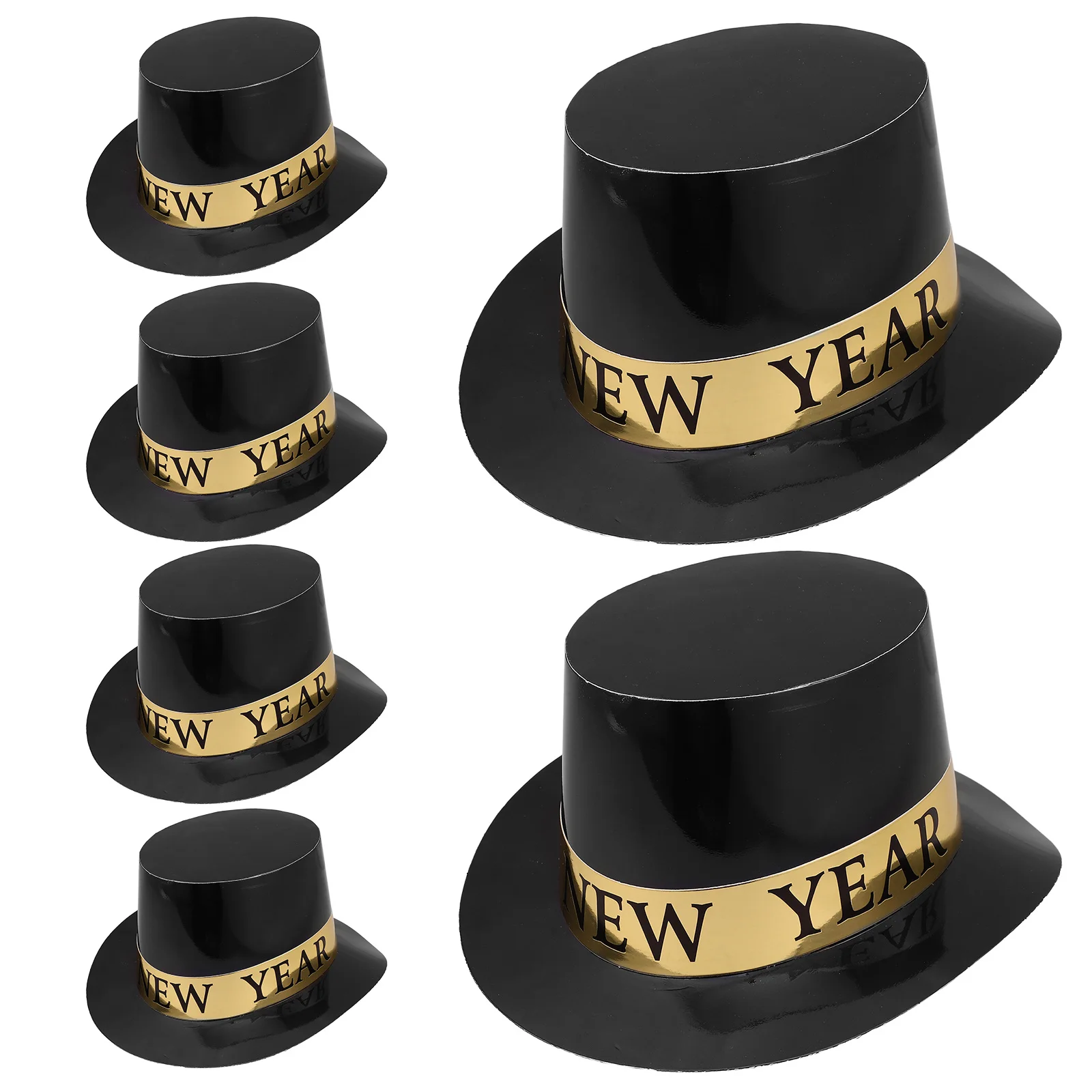 

6Pcs Black Top Hat Happy New Year Hats for Adults Comfortable Paper Cap Party Favor Supplies New Year Eve Paper Cap