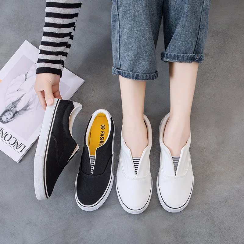 Vrouwen Gevulkaniseerd Schoenen Vrouwen Sneakers Slip Op Flats Schoenen Instappers Lopen Platte Zapatos De Mujer Platform Sneakers