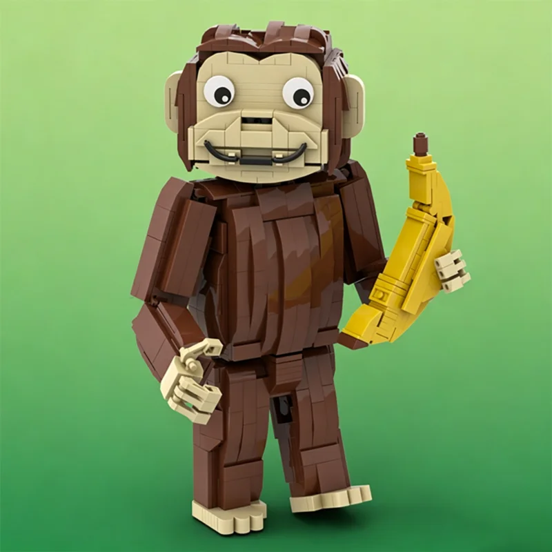 New 834Pcs Cartoon Moc Little Monkey Character Buildable Figure Model Building Blocks Diy Creative Ideas Brick Toy Birthday Gift