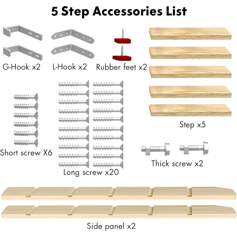 Czarna drewniana drabinka do łóżka piętrowego z bardzo szerokimi stopniami 10 cm, antypoślizgowe podkładki, do łóżka na pięterzu, akademika, kampera, kampera osobowego, łóżka kempingowego, zamiennik, 60 cali