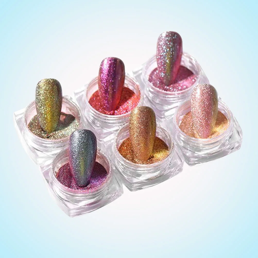 6 pezzi 6 colori set di polvere per sabbie mobili manicure luccichio glitter accessori per nail art fai da te perfetto per uso professionale domestico