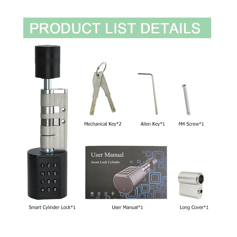 XSDTS Smart Cylinder Lock With Tuya Bluetooth App Fingerprint Password IC Card Key Include Easy Installation Replace 