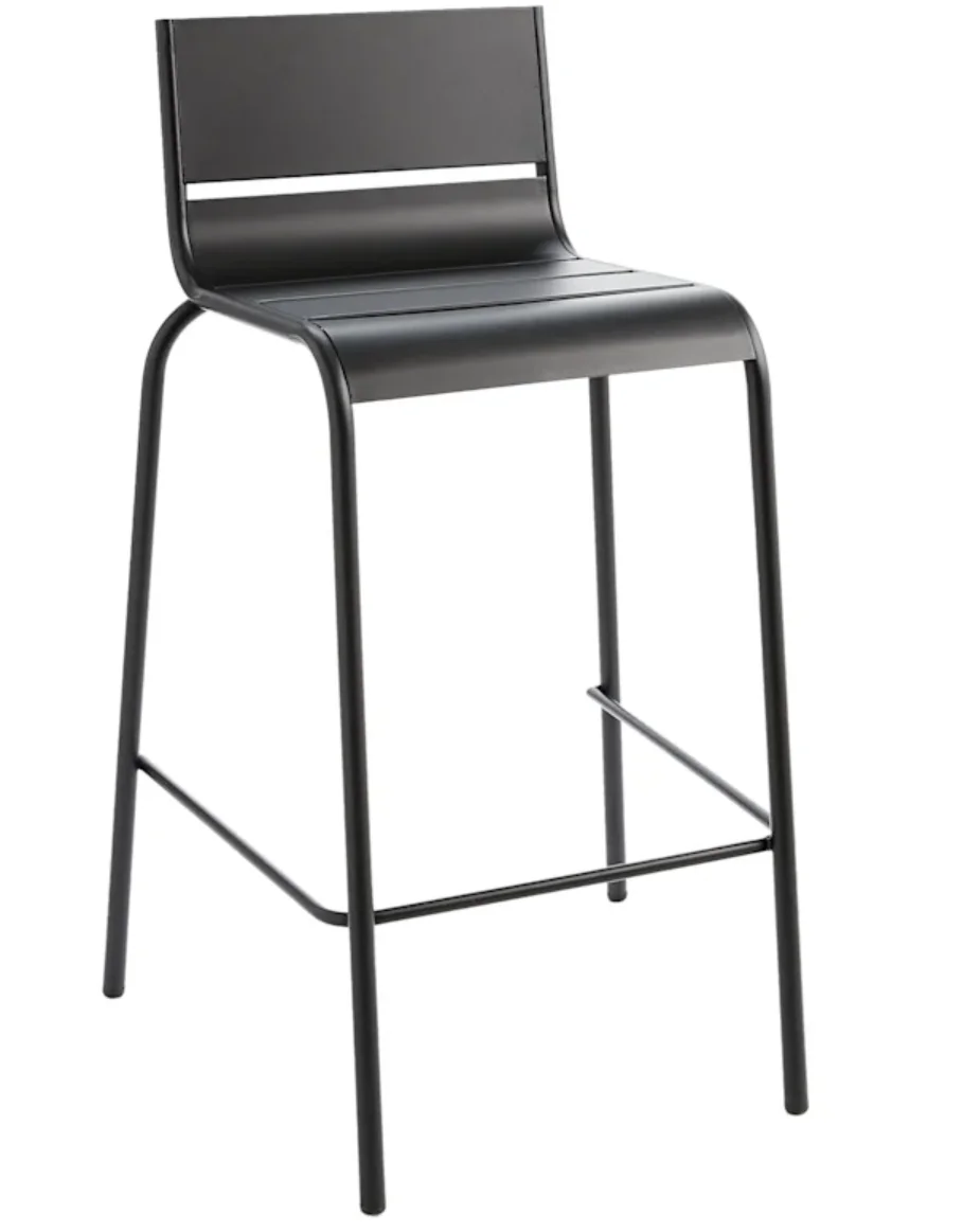 

Hot Selling Modern Industrial Metal High Bar Stool Outdoor Cocktail Chair with Back Rest for Kitchen or Hotel Use