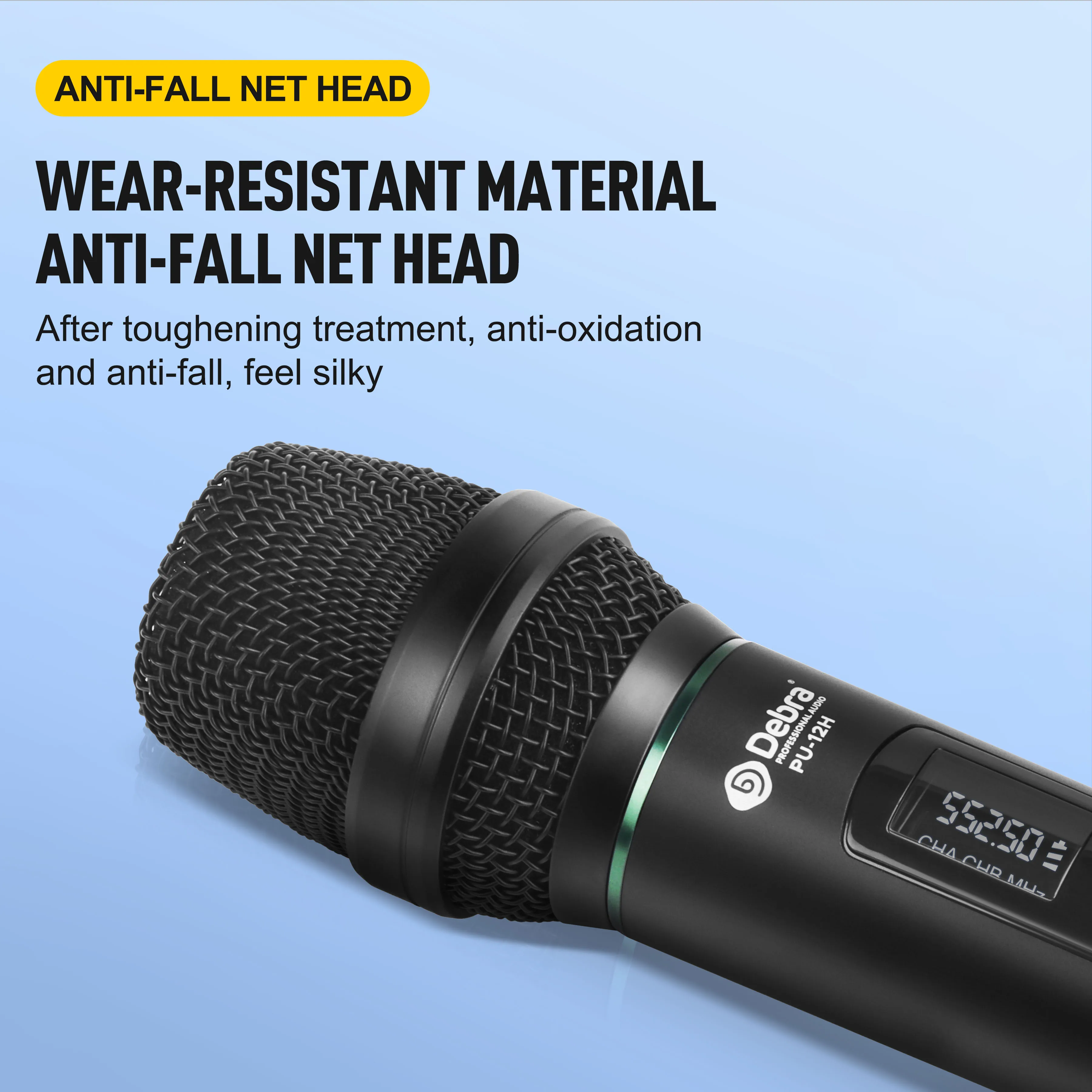 Debra-uhf sistema de microfone sem fio, freqüência ajustável, metal, alta qualidade de som, tipo c, carga usb para executar palco