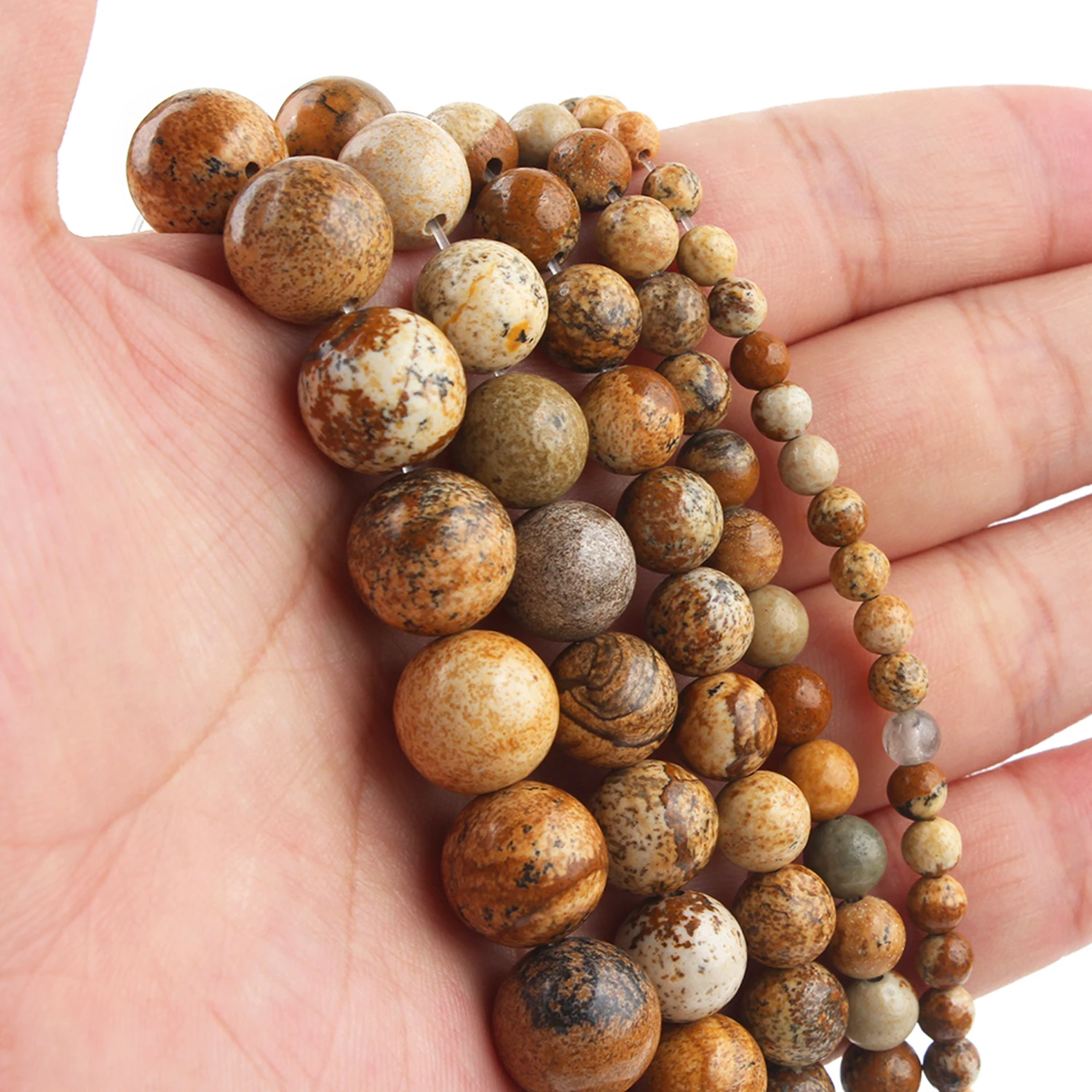 

4/6/8/10/12mm AA Natural Stone Picture Jasper Bead Round Smooth Loose Beads for Jewelry Making Supplier DIY Gifts Bracelets 15''