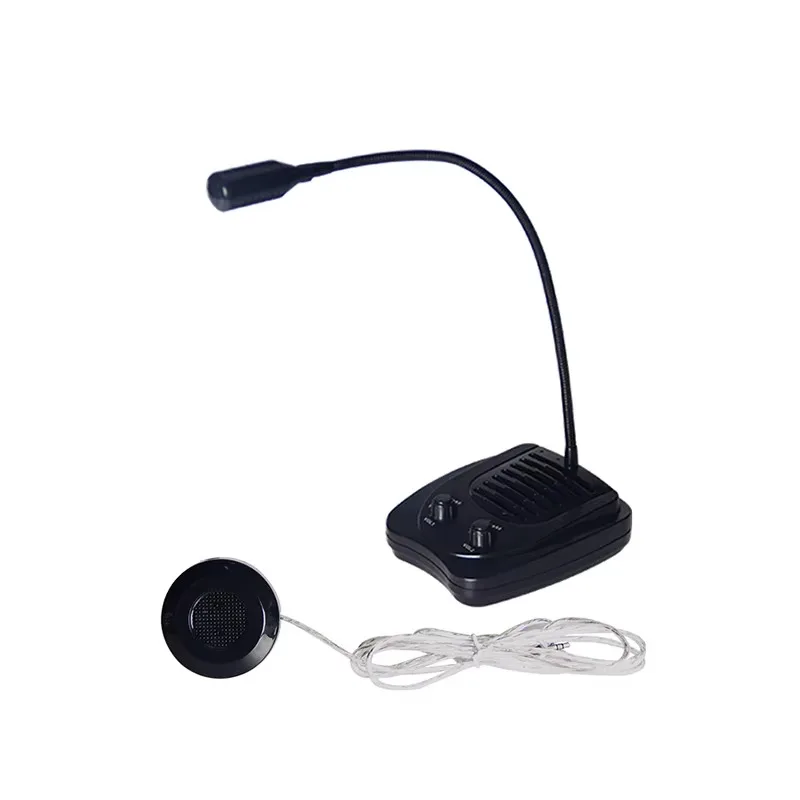 

Dual Way Wired Audio Interphone System Talk Through Glass Bank Window Intercom