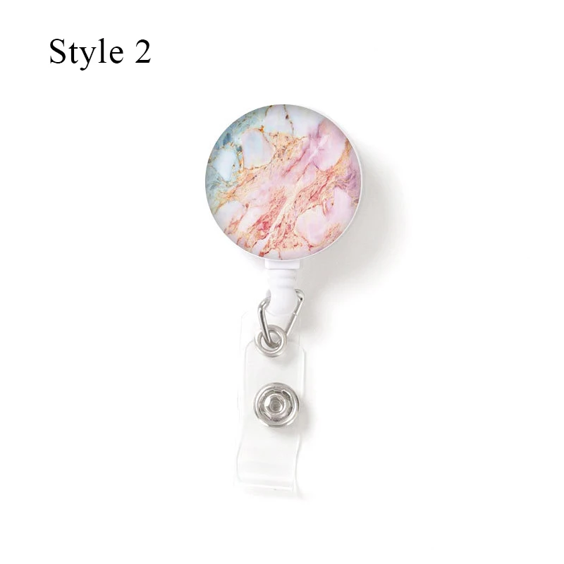 Marble Nurse Doctor retrattile Badge Reel card Holder Work Card Easy Pull Buckle Work Name ID Card Badge Office Work Card Clip