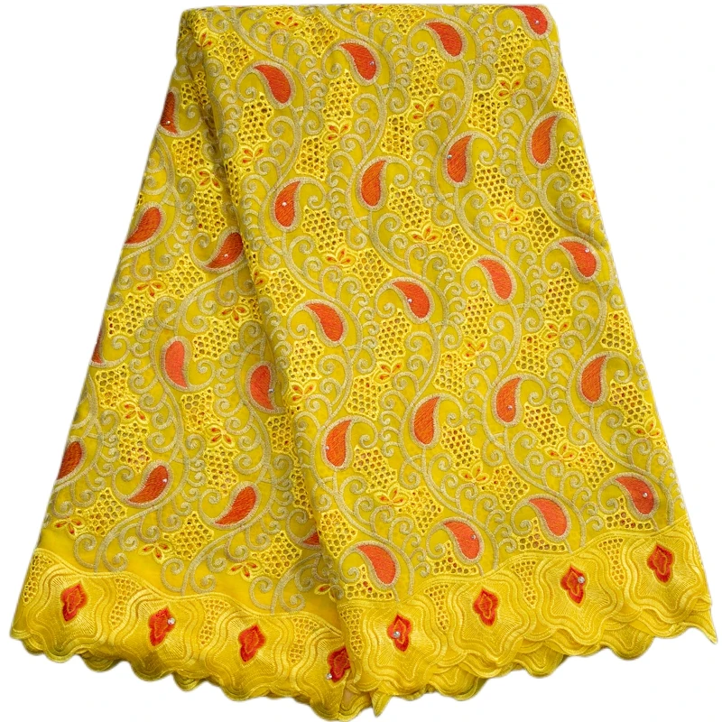 

Kalume Yellow Cotton Lace Fabric High Quality 2023 African Swiss Voile Lace Fabric For Sewing Woman Party Dresses 5 Yards F3384