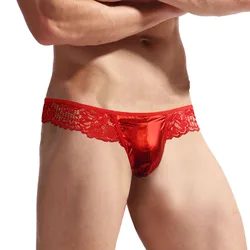 Men's Sexy Sheer Lace Underwear Transparent Floral Mesh Thong Erotic Panties Fetish Gay Bikini Lingerie