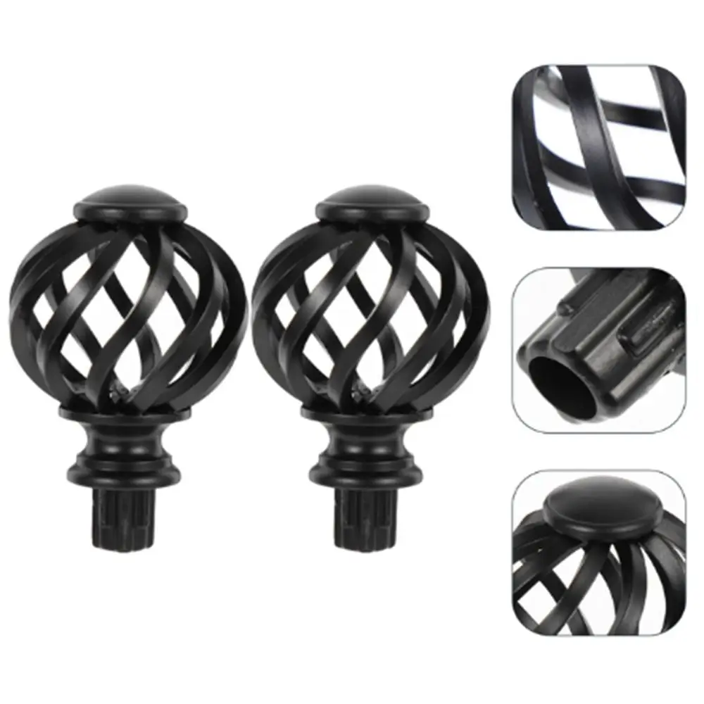 Replacement Curtain Rod Finials Spiral Birdcage Window Head Rods Not Deform Plastic Spiral Ball Drape Accessories Living Room