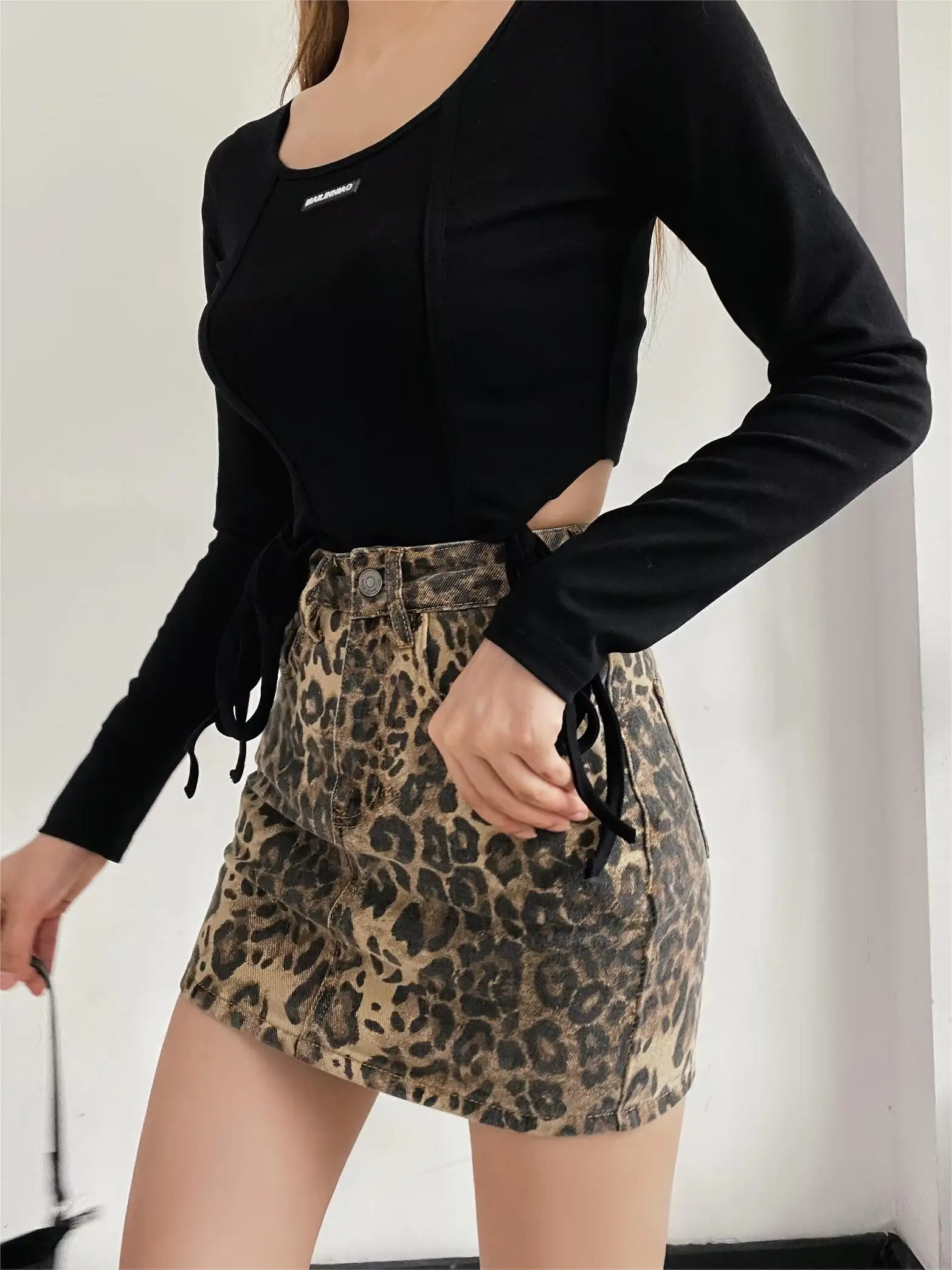 Harajuku fashion leopard print y2k jean shorts women Summer denim shorts women high waist leopard  shorts jeans mini bottoms